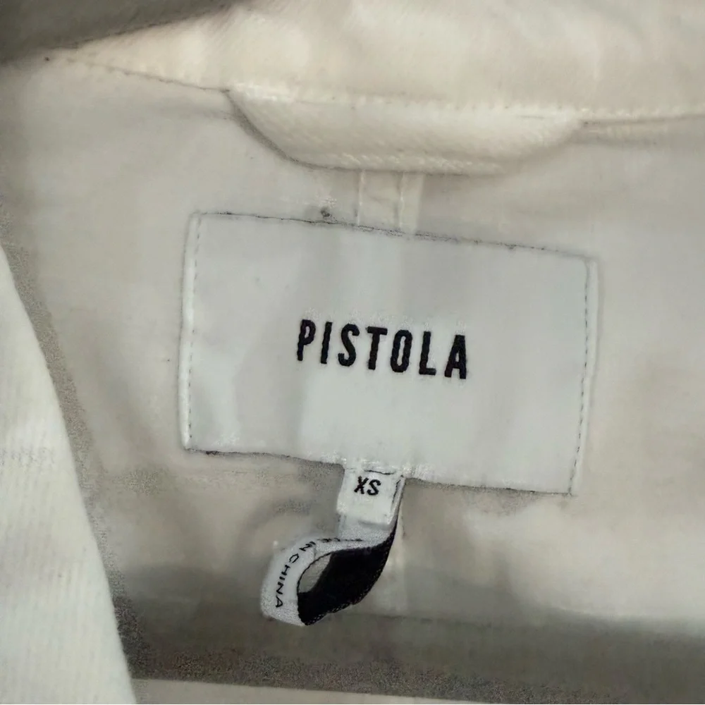 Pistola Romper Freda Button Down Long Sleeve in White Denim